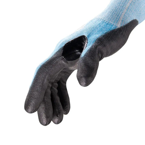 Cut-Resistant Polyurethane Palm Knit Work Gloves, Helix Core 3020, Medium in 15-gauge HPPE steel fiberglass blend, side view