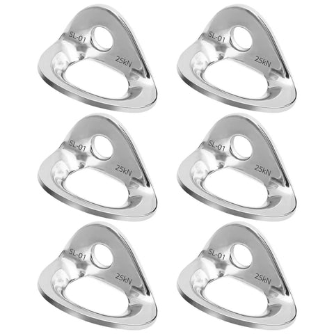 Six Pack Stainless Steel Climbing Anchor Bolt Hangers, 25kN Load Capacity, For Rock Climbing, Mountaineering, And Outdoor Adventures