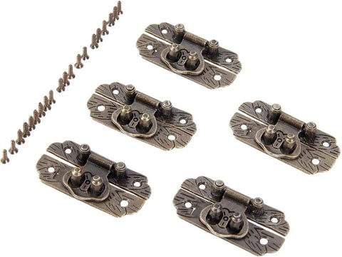 Antique Bronze Wooden Box Hinges Set Five 25x48mm Hasps Iron Lock Catch Latches with screws for Jewelry Boxes