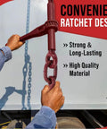 Two Pack Heavy Duty Ratchet Chain Binders For 1/4 To 5/16 Inch Chain In Red - Easy To Use Tie Down Hauling, Convenient Ratchet Design