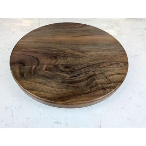 12 Inch Walnut Lazy Susan Turntable Serving Tray With Non Slip Rotating Base must have tabletop upgrade with wood finish
