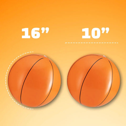 Pack Of 12 Inflatable 16 Inch Basketball Beach Balls For Pool Or Beach Fun, Kid Friendly Party Favors And Sports Themed Birthday Decor