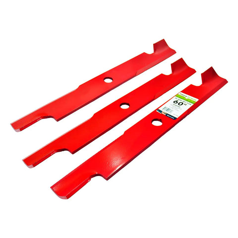 Heavy Duty 3 Blade Set For 60 Inch Exmark Mowers Replaces OEM Parts Fits CT Front Runner Laser HP Laser Z XP Laser Z XS Phaser