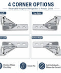 84mm Refrigerator Door Hinge Zinc Chrome With 8mm Pin For French Doors Four Positions Adjustable TL Replacement Beefy