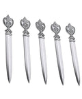 Vintage Leaf Floral Pattern Metal Letter Opener Set, 5 Pack For Home Office And School Desk, durable mail opener tools