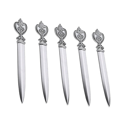 Vintage Leaf Floral Pattern Metal Letter Opener Set, 5 Pack For Home Office And School Desk, durable mail opener tools
