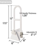 Diagram of Adjustable Bathtub Safety Rail Grab Bar For Shower With Secure Padded Clamp Stainless Steel White Mobility Aid