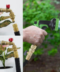 Solid Brass Garden Hose Quick Connect Set Heavy Duty Three Quarter Inch GHT Connectors used for watering plants in garden