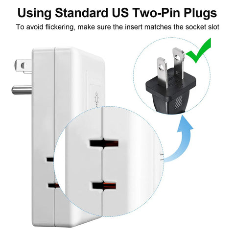 Knockout Smart Plug In Dimmer Switch For Table Lamps With 2Dot4Ghz Wireless Control Talks Right Up To Alexa showing US two-pin plug compatibility.