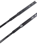 Rugged 18 Inch Full Extension Drawer Slides With Ball Bearings For Side Mount Cabinets Four Pack Black Steel Rails, showing top and bottom views.