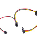 ATX 6 Pin To Dual SATA Power Adapter Cable 19.6 In Long One To Two SATA Power Splitter For HDD SSD And Optical Drive PC Build Extension Juiced Up Power Port Expansion, black cable