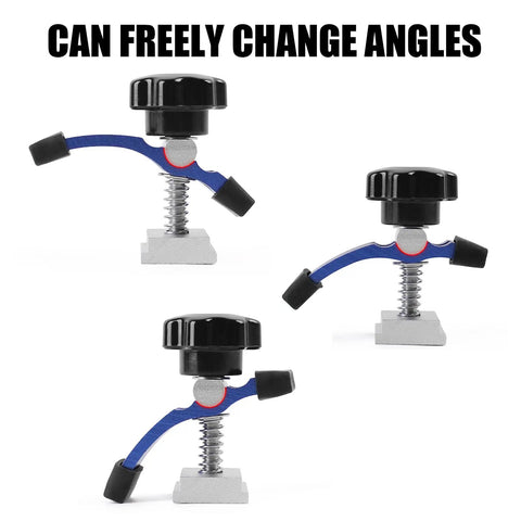 Hold Down Clamp Kit for CNC Routers and Woodworking, No Slip Grippy T Track Clamps 23x30mm Fit, 2 Pack Blue, angle view