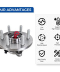 Front Wheel Hub And Bearing Assembly For 2015 2016 2017 Ford F150 4WD With ABS 6 Lugs Direct Replacement product image and features