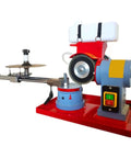 No Drama Electric Saw Blade Sharpener For Carbide Tipped Blades With Five Inch Grinding Wheel and Water Spray System.