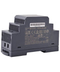 Compact Din Rail Mount Power Supply 24Vdc 1.5A 36W Ac To Dc Converter black housing with label and ventilation slots.