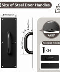 Stainless Steel Door Push Plates And Pull Handles Set For Home And Office, Rugged Heavy Duty Push Pull Door Plate Kit For Cabinets And Commercial Use, Indoor Outdoor Applications, 304 Stainless Steel, Rust Resistant, 2 Pack; 11.8 x 3.9 in black handle