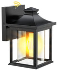 Outdoor Porch Light LED Exterior Wall Light Fixtures With Smart Dusk To Dawn Sensor, black weatherproof design.