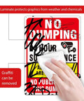 Catch Those Sneaky Trash Hogs With These 2 Pack Heavy Duty Aluminum No Dumping Signs Featuring Bold Print being wiped clean.
