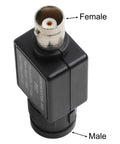 50 Ohm BNC Male to Female Adapter With 1 Watt Dummy Load Resistor, DC to 1 GHz RF Signal Testing Accessory, side view.