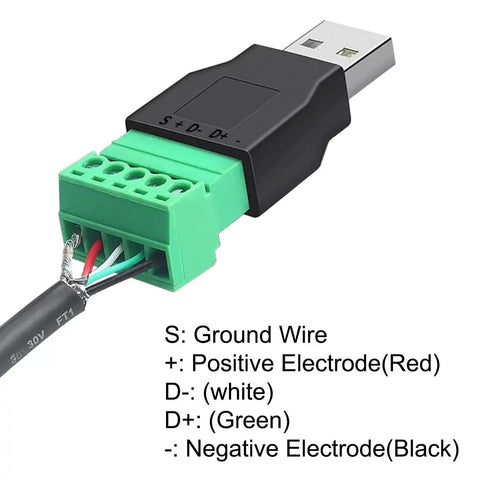 USB 2.0 Type A Breakout Board To 5 Pin Screw Terminal Connector Shield Adapter Kit With D Plus D Minus Terminals Shield 300V 8A