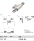 Front view: XK501-1-0.3NM T-shaped damping shaft torque positioning hinge, carbon steel with nickel plating, 1 pc