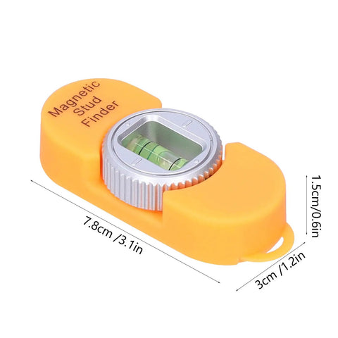 Vistreck Magnetic Stud Finder with Level Gauge for Easy Metal Detection, compact orange design, 7.8cm long, 1.5cm thick.