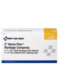 Box containing 2-Inch Non-Adherent Pad on 2-Inch By 36-Inch Stretched Gauze Bandage, All-In-One Hema-Flex Bandage Compress Pack