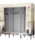 Rock Solid Portable Canvas Wardrobe Roomy Fabric Closet Storage Organizer With Sturdy Hanging Rail in light color with artistic design.