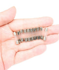 10 Pack F5AL Fast Blow Glass Fuses 5A 125V 5x20mm 0.78 x 0.2 Inch Clear Glass Tubes in hand