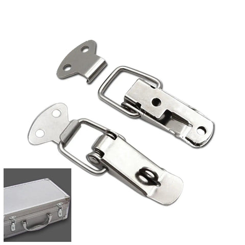 Heavy Duty Iron Toggle Hasp With Flat Beak Drawer Lock Box And Wooden Case Fixed Clasp Buckle That Slams Tight For Secure Storage, silver latch for case