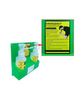 Portable Emergency Eye Wash Station Kit With Wall Mount OSHA Approved Includes Mirror And Emergency Sign Two 16.09 Ounces Bottles Corrosion Resistant PE Mounting No Solution Included, showing mounted kit and emergency sign.