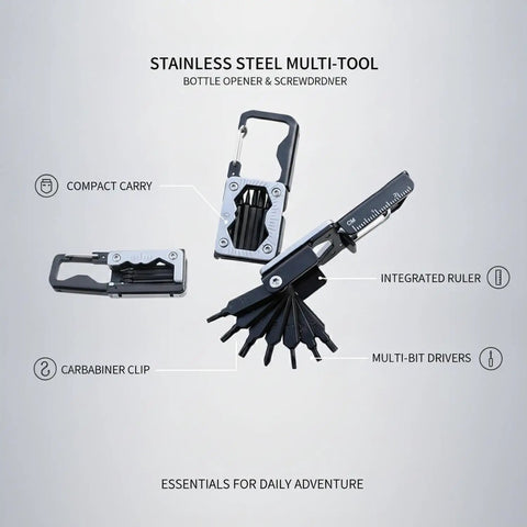 Compact Stainless Steel Multitool With Folding Screwdriver And Bottle Opener For Pocket Carry Everyday Carry Must Have Handy Tool