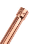 Close-up of 3/32 inch copper collet tip from TIG Collet Tips And Bodies Kit For WP17 To WP26 Torch Series, 10 Pieces, 2.4 Mm Tungsten Replacements