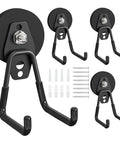 Heavy Duty Magnetic Hooks 4 Pack With Anti Slip Rubber Coating Neodymium Base Delivers Up To 25 Lbs Hold Pegboard Compatible