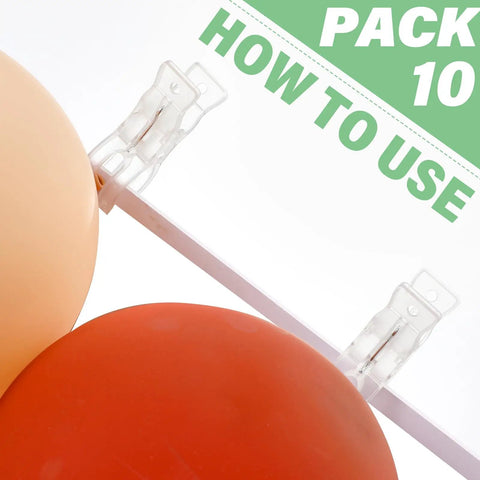 Go-To 10 Pack Large Balloon Arch Clips 3.5 Inch Transparent Spring Clamps holding balloons on frame