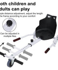 Seat Attachment For Self Balancing Scooters Go Kart Conversion Kit For Kids And Adults Safe And Stable Accessory Fits 6.5, 8 And 10 Inch Models Ideal Gift Black with adjustable frame detail.