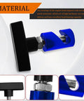 Close-up of 2-Pack Car Hood Prop Struts Clamp For Easy Hood Lift, dark blue metal construction with detail on bolt and clamp design.