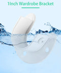 Heavy Duty Stainless Steel Closet Rod End Supports, White Wardrobe Bracket Hardware For One Inch Rods, curved white bracket in water.