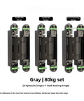 Top Shelf Heavy Duty Concealed Door Hinge Kit Featuring Hydraulic Buffer For Soft Close Dead Silent Auto Closing Smooth 3D Adjustment Hidden Cabinet Set in gray, showing two hydraulic hinges and one load-bearing hinge, 80kg capacity.