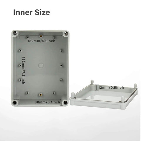 Outdoor IP67 Plastic Junction Box Waterproof Dustproof Electrical Project Enclosure 8x6x4 Inches inner dimensions and lid open