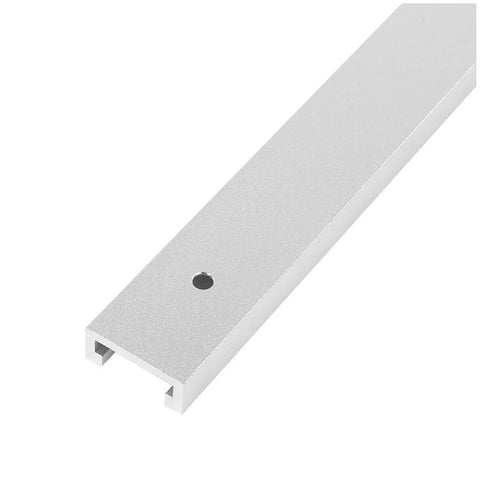 Close-up of T Slot Miter Track Jig with Quick Acting Clamp, Pro Grade Aluminum Alloy, Anodized Finish, straight edge visible