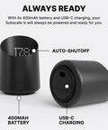 Subscale Digital Dosing Cup With LED Display Sleek Black Scale For Espresso Brewing, showing USB-C port and LED readout