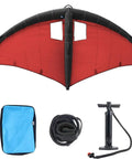 Inflatable Wind Wing For Foil Surfing And Kitesurfing Durable TPU Canopy With Nylon Handle Easy Setup Dope All Season Wing shown with accessories.