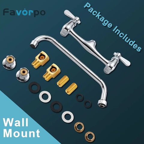 Wall Mount Commercial Sink Faucet With Eight Inch Adjustable Center No Sweat Installation Right On Target Kitchen Utility Tap parts and accessories