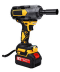 Karlak Brushless Electric Impact Wrench With 800Nm Heavy Duty Torque Adjustable Speed Cordless Tool For Truck Wheel Nuts And Seized Bolts Us Plug - side view with large battery.