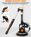 Heavy Duty Rock Solid Electric Drywall Sander With Swish Vacuum Dust Extractor And Variable Speed Dial showing foldable telescopic design.