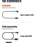 Two power connection options for 4K Streaming Stick: short 1.3ft cable or 5ft cable with wall adapter for flexibility.