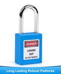 Blue LOTO Locks Set Five Pack With Keyed Different Locks, Two Keys Per Lock, OSHA Compliant Safety Padlock with "Danger Locked Out" label
