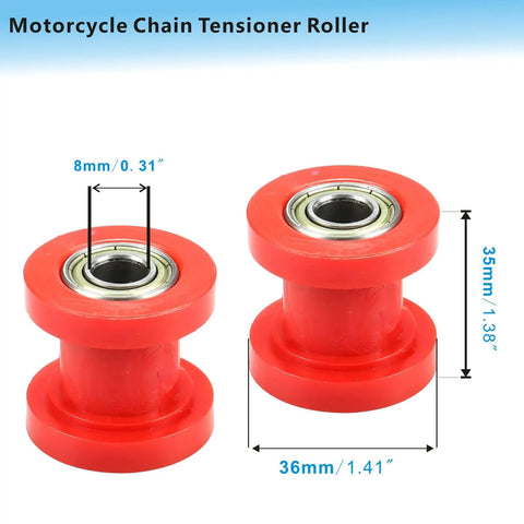 Chain Roller Tensioner Wheel Guide For Motorcycle And ATV 8mm 10mm Red Easy Install Universal Fit product image