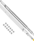 Heavy Duty Ball Bearing Drawer Slides With Lock And Smooth Glide Design Plus Fully Extended Cabinet Rails Featuring Smooth Operator Performance And Badass Durability Up To Two Hundred Twenty Kg Load Capacity Includes Mounting Hardware Pair, with mounting hardware visible.